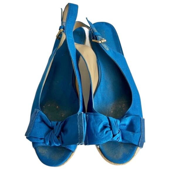 Bandolino Shoes - Bandolino Royal Blue Bow Peep Toe Slingback Heel Espadrilles Sandals 8.5 *GOOD*